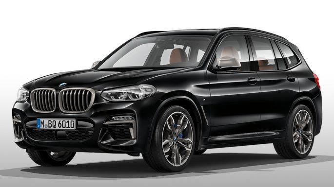 BMW X3 M40i, vue de profil. Extérieur des BMW X3 M40i en Saphierschwarz metallic, vue de profil.