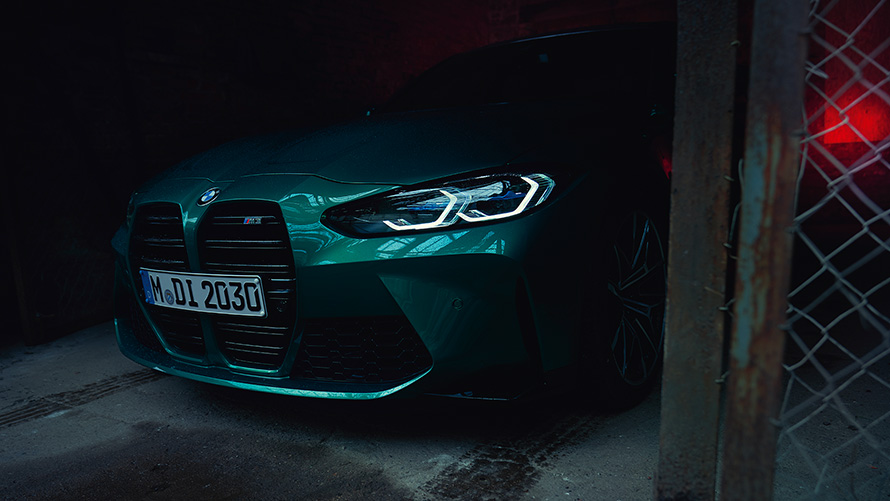 BMW M3 G80 2020 Isle of Man Grün metallic, avant de profil