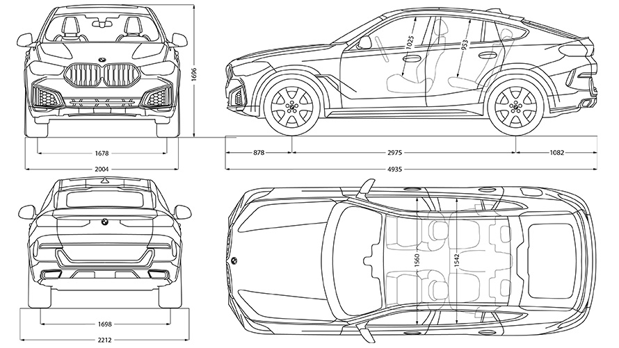 Tracé BMW X6 dimensions Tracé BMW X6 dimensions